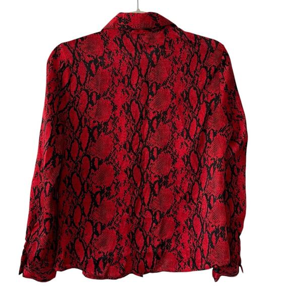 Lily Star Red Snake Print Button-Up Blouse - Size Small - Picture 3 of 4